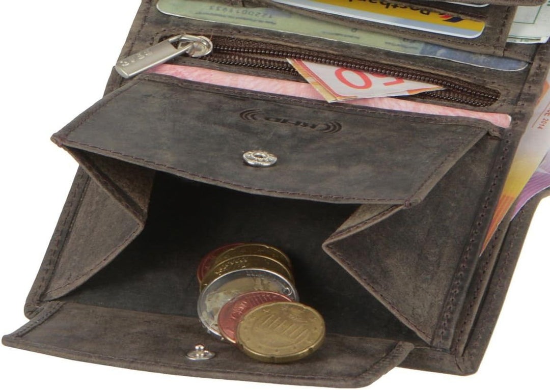 BEAR DESIGN Geldbörse Leder Geldbeutel Portemonnaie Herren braun 7 Kartenfächer Herrenbörse Dark Nat