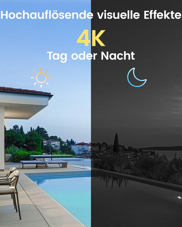 ZOSI 4K 8MP PoE Überwachungskamera Aussen mit Audio, Personen-/Fahrzeugerkennung, IR Nachtsicht, NUR