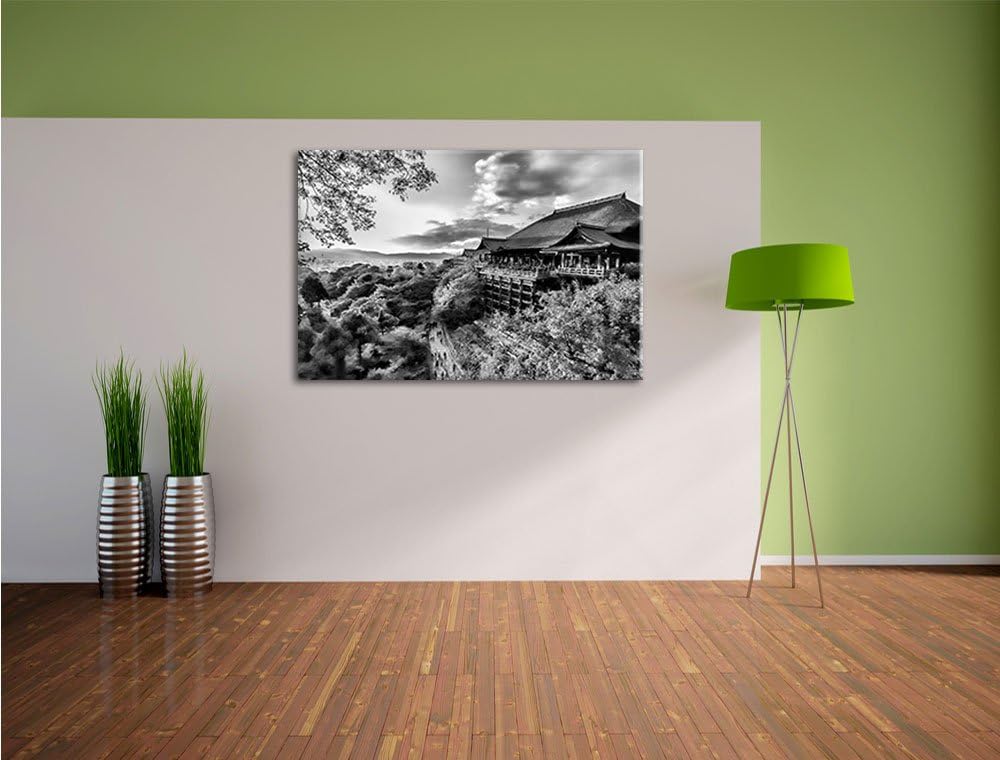 Pixxprint Monocrome, Majestätisches Japanisches Gebäude, Format: 100x70 auf Leinwand, 100x70