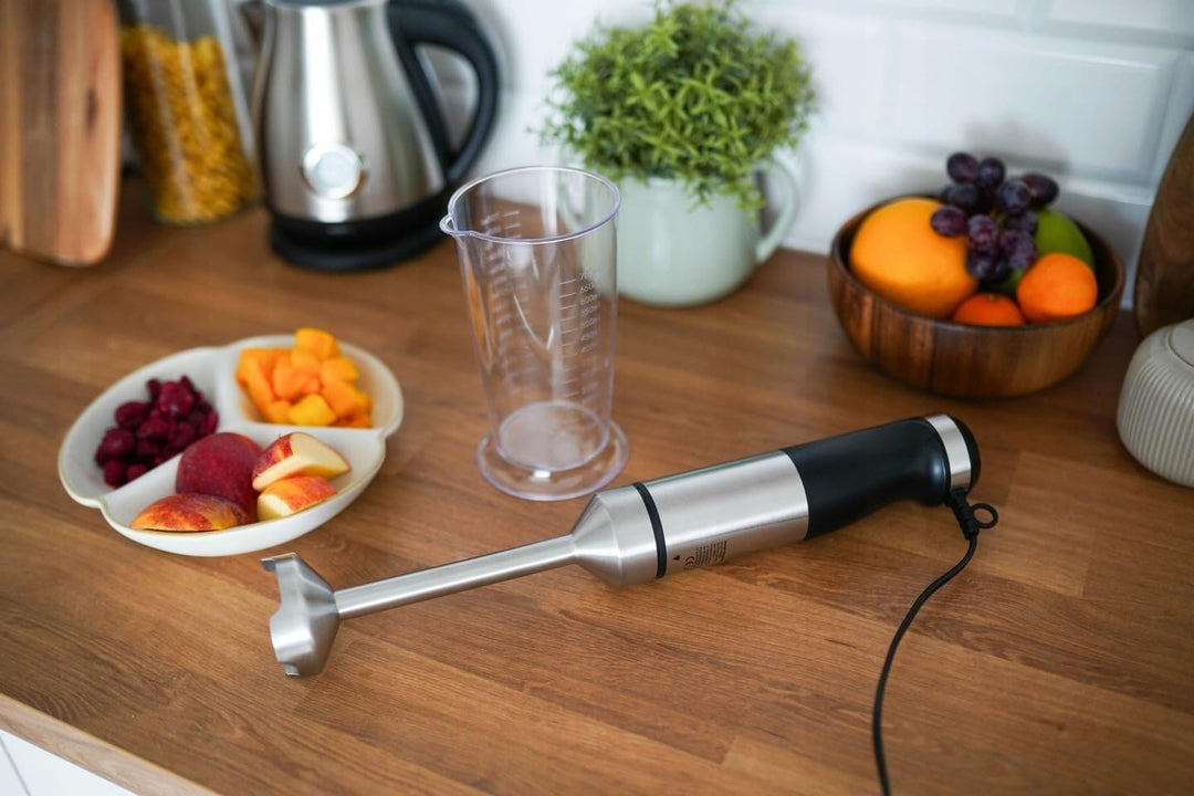 BlendPlus Stabmixer 3in1 – 1500W Hochleistungsmixer mit Edelstahlklingen, Zerkleinerer, Schneebesen