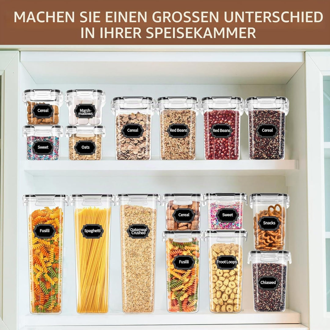 Skroam 36 Stück Kunststoffbehälter - Vorratsdosen mit Deckel - BPA-freie Müslibehälter- luftdichte L