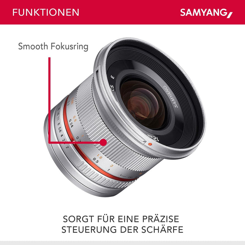 SAMYANG 12mm F2.0 Objektiv für Fuji X – Weitwinkel Objektiv Festbrennweite manueller Fokus Foto Obje