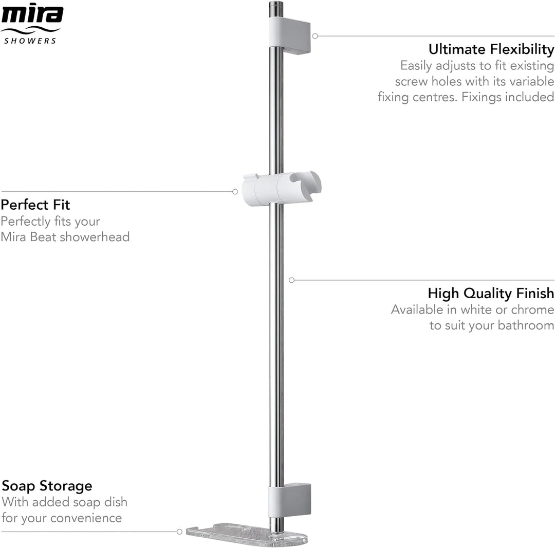 Mira Showers 2.1703.017 Beat Duschrutschstange, Weiss/Chrom, Weiss/Chrom