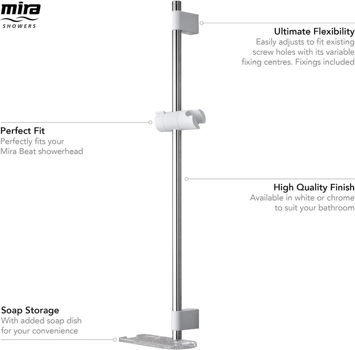 Mira Showers 2.1703.017 Beat Duschrutschstange, Weiss/Chrom, Weiss/Chrom