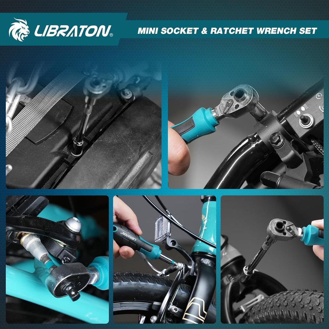 LIBRATON 37-tlg. 1/4 Zoll Ratschenkasten Mini Steckschlüsselsatz mit Bits, 4-13mm Stecknuss, Magnet-