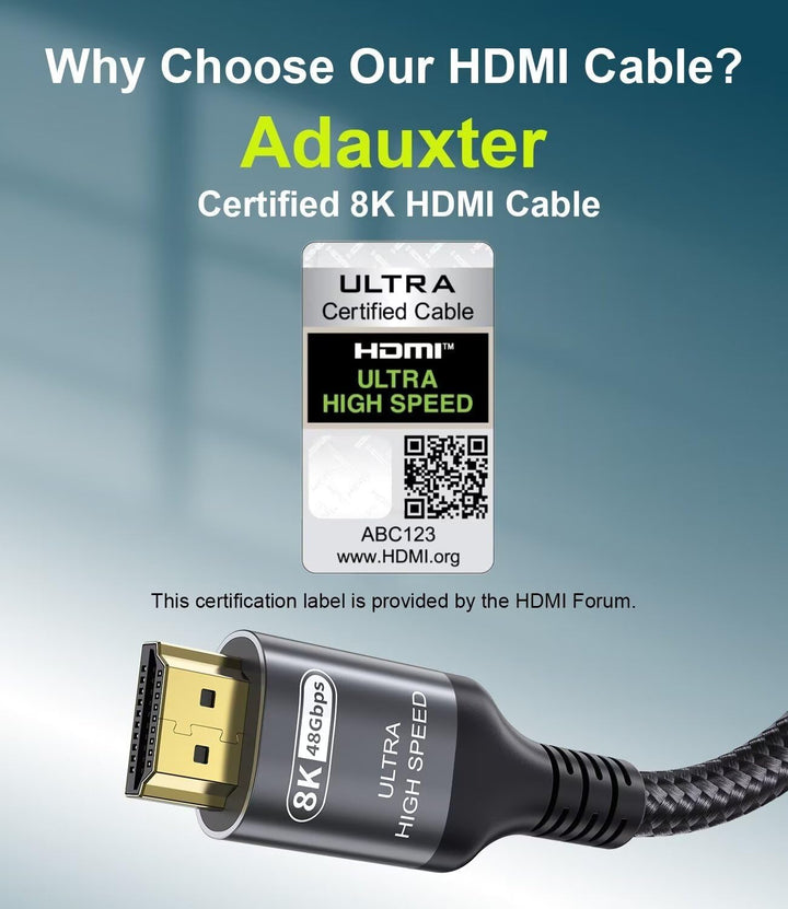 Zertifiziertes HDMI 2.1 Kabel 8K 5m, 48Gbps Ultra High Speed HDMI-Kabel 4K 120Hz/144Hz 8k 60Hz 4:4:4