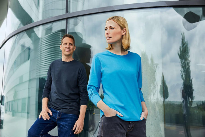 James & Nicholson Herren Bio Workwear Long-Stretch - Langarm Shirt aus Bio-Baumwolle mit Elasthan Na