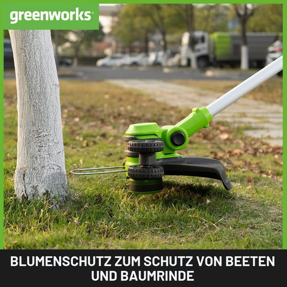 Greenworks 40V Akku Rasentrimmer &amp; Kantenschneider mit Rad für klein-mittelgrosse Gärten, 33m Schnit