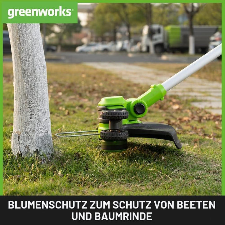 Greenworks 40V Akku Rasentrimmer &amp; Kantenschneider mit Rad für klein-mittelgrosse Gärten, 33m Schnit