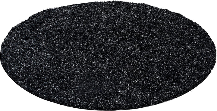 Teppium Hochflor Teppich Wohnzimmer Shaggy 120 cm Rund Anthrazit - Flauschiger Teppich Extra Weich,