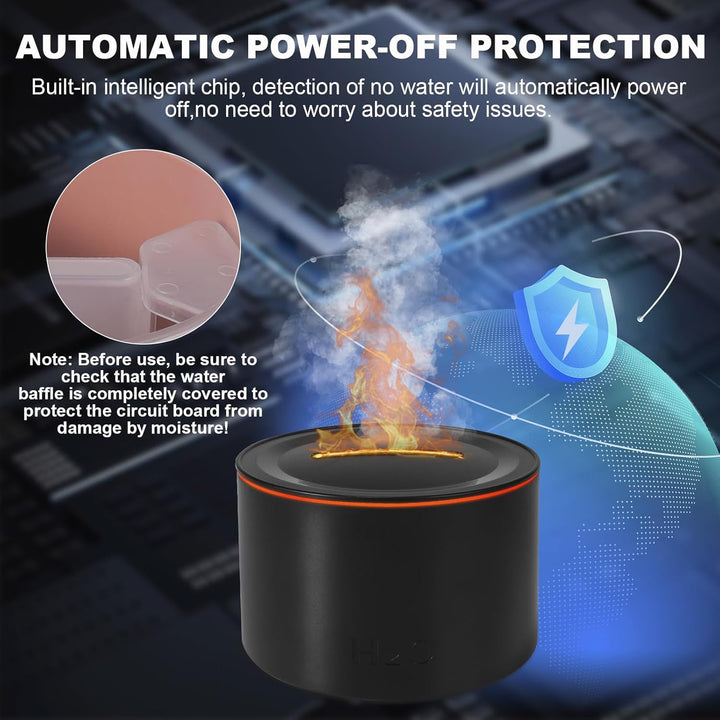 Vulkan Luftbefeuchter Flammen Aroma Diffusor: 160ml Ätherisches Öl Diffuser 7 Farbwechsel-Flammeneff