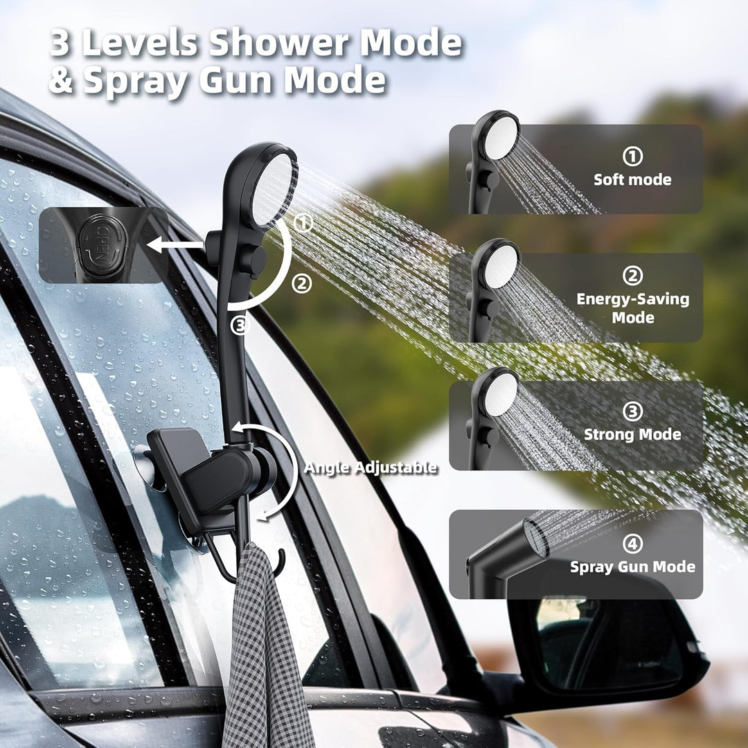 Mytrix 2024 Upgraded Portable Camping Shower Full Set, 6000mAh Rechargeable Power Suction Pump with