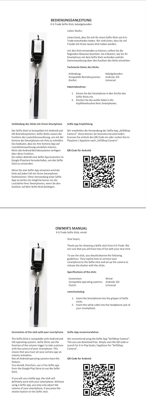 K-S-Trade Selfiestick Für Samsung Galaxy A3 (2017) Selfie Stick Für Samsung Galaxy A3 (2017) Selfies