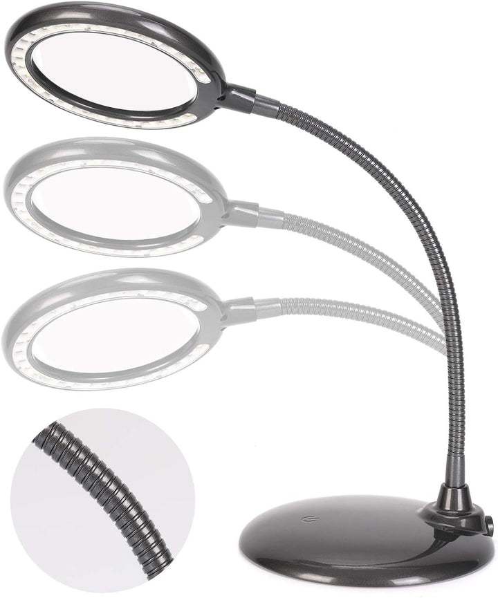 5x Lupe Mit Licht und StäNder, Wiederaufladbare, Dimmbare Led-Lupe, Tischlupe Mit Led-Beleuchtung Fü