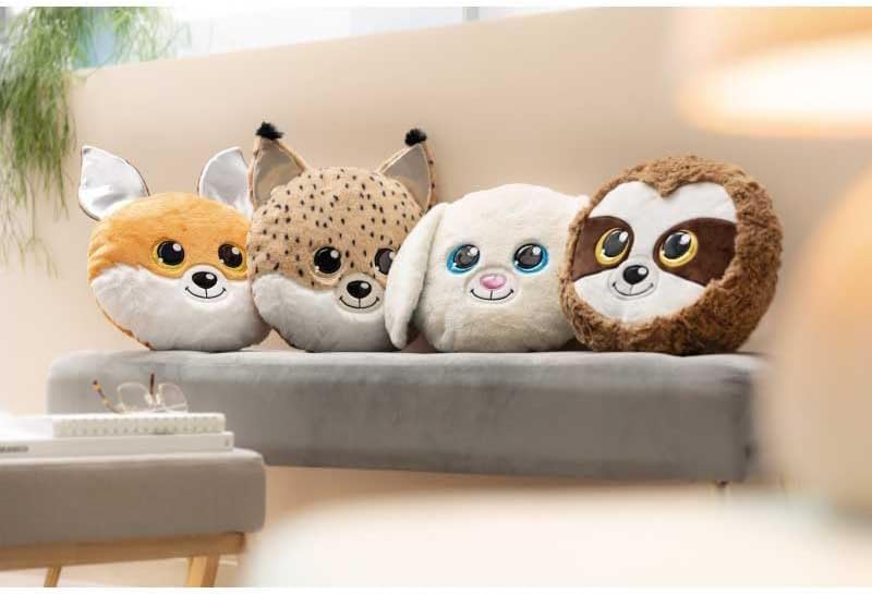 NICI Kuscheltier Kissen GLUBSCHIS Luchs Lenzo 32 x 32 cm - Flauschig-weiches Kuschelkissen für Babys