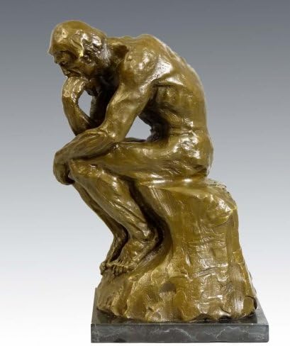 Kunst & Ambiente - Grosse Moderne Bronzeplastik - Der Denker - Auguste Rodin Skulptur auf Marmorsock