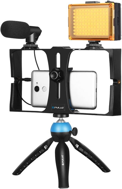 PULUZ Vlogging-kit für Smartphone Vlogging Set Like me mit Mikrofon + Video-Licht + Blitzschuh-Stati