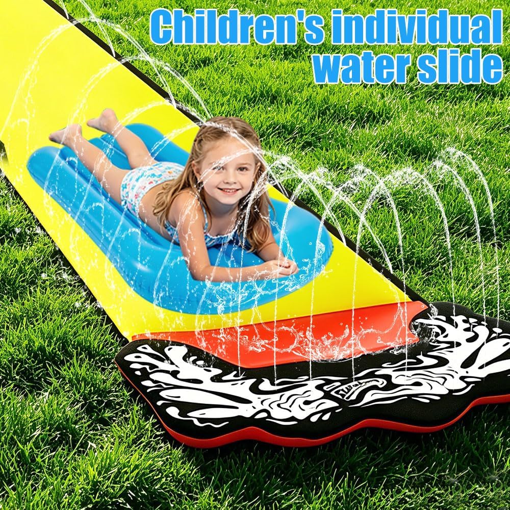 480*70CM Wasserrutsche Garten Für Kinder, Wasserrutsche Outdoor Sommer Rasen Mit 2 Bodyboards, Singl