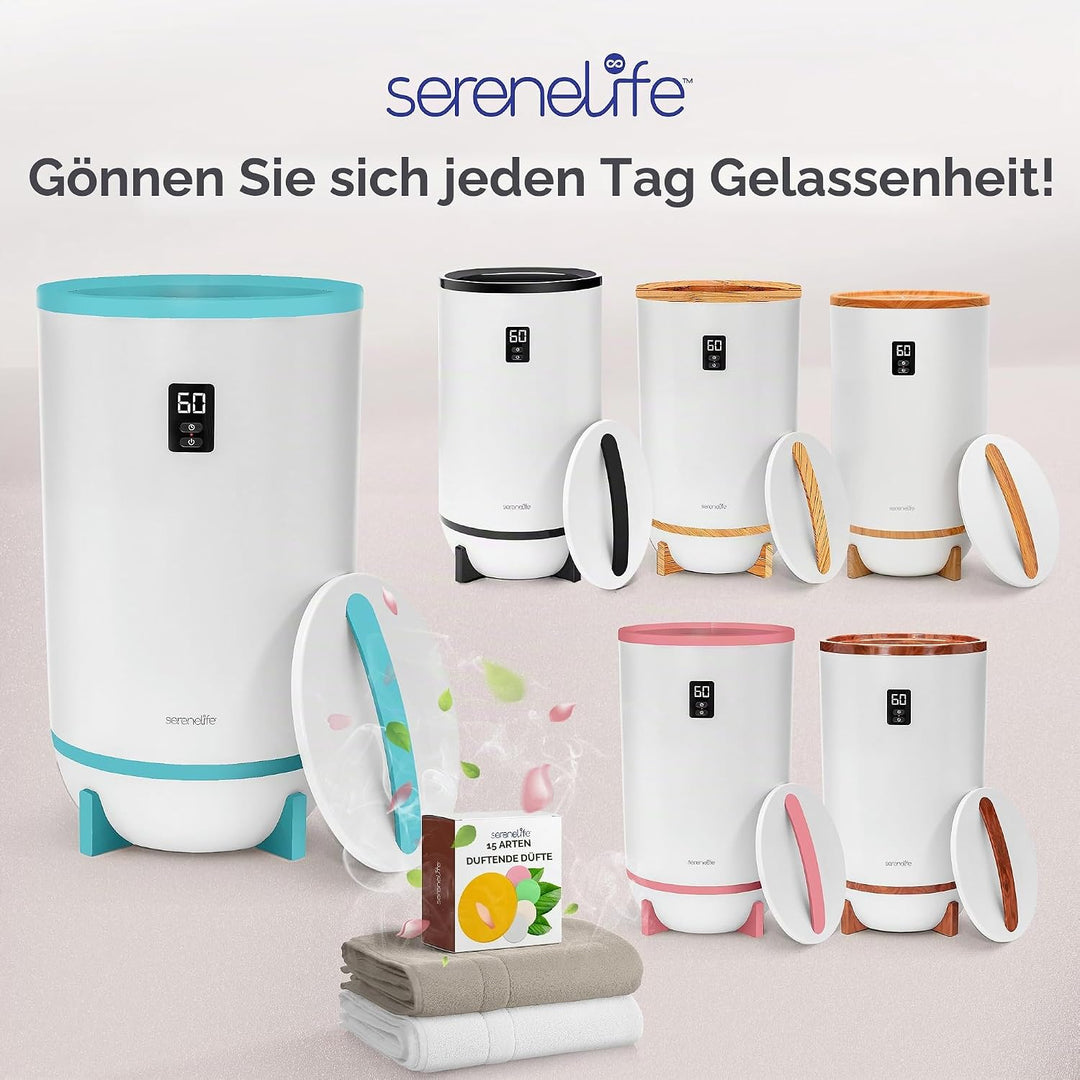 SereneLife Handtuchhalter Stehend Blau – Elektrischer Handtuchwärmer für 2 Handtücher Energiesparend