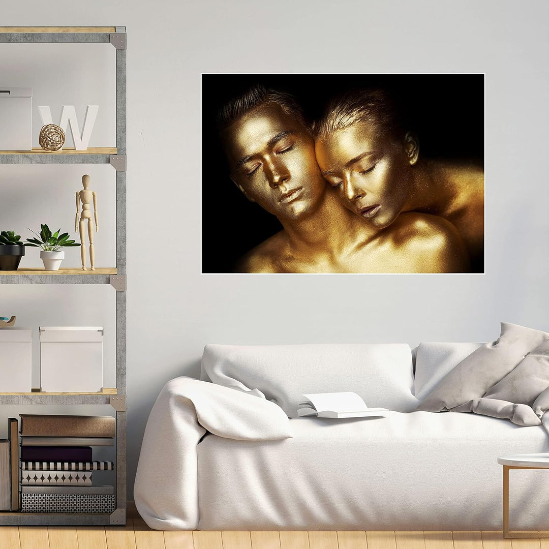 wandmotiv24 Poster als Wanddeko, Grösse Din A1, Gold Collection, sinnliches Paar in Gold, Models, Gl