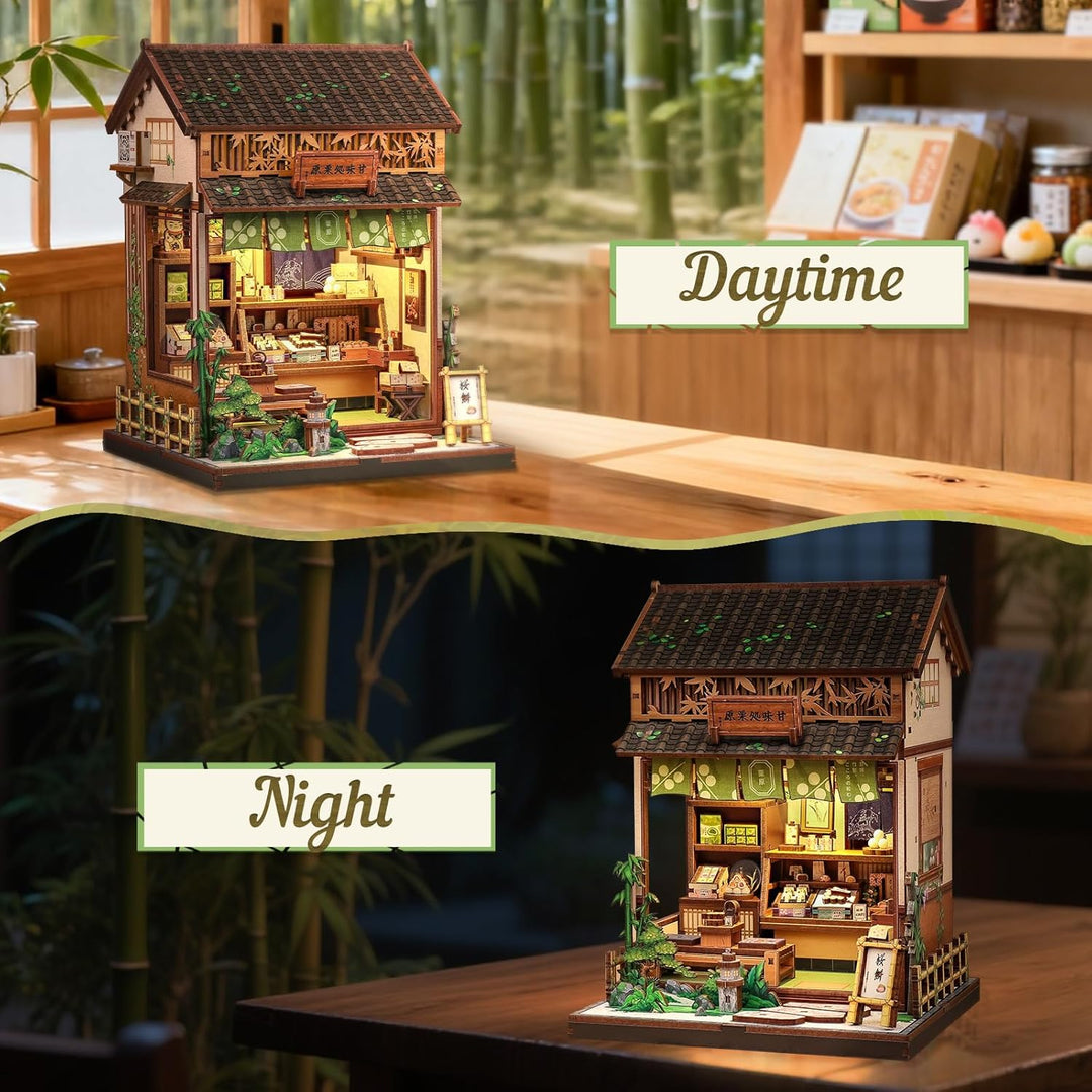 CUTEBEE Book Nook Kit für Erwachsene - Japanisches Wagashi Miniatur Haus, 3D Holzpuzzle DIY Bastelse