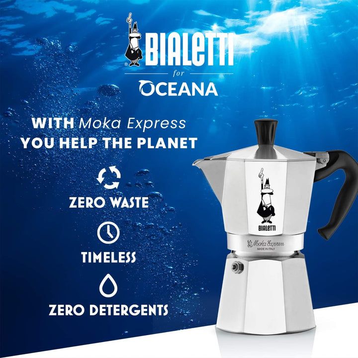 Bialetti Moka Express Espressokocher, Aluminium, Silber, 12 Tassen Perfetto Moka (der ideale Kaffee