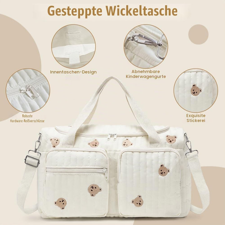 Aucuu Wickeltasche, Babytasche Mama Tasche, Kliniktasche Geburt Stickerei, Gross Mommy Bag, Henkelta