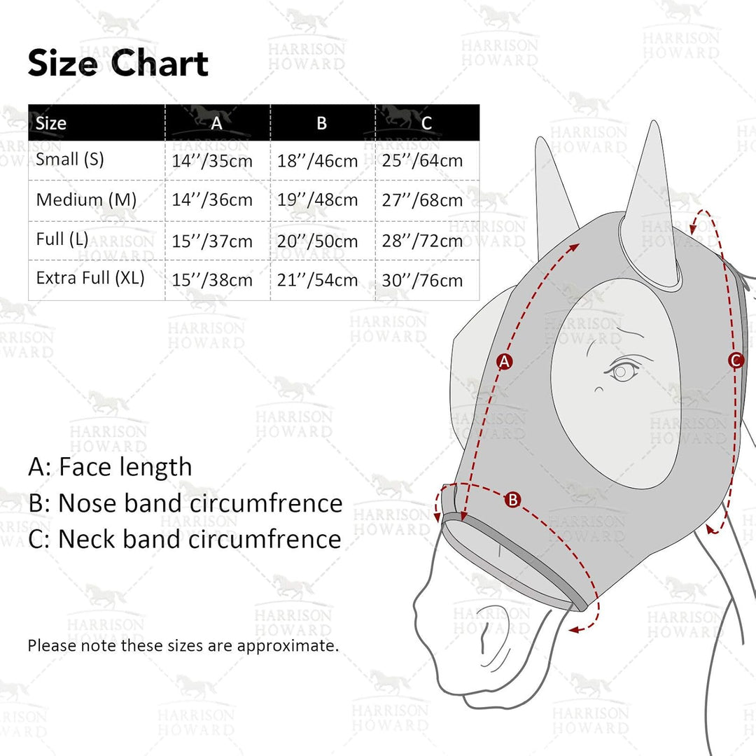 Harrison Howard Super Comfort Stretchy Fly Mask Large Eye Space with UV Protection Soft on Skin with
