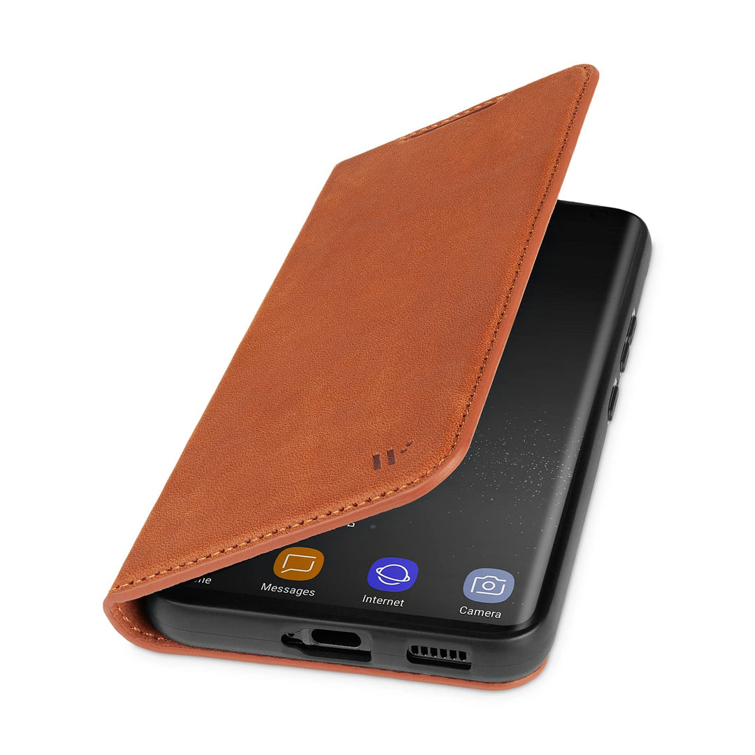 WIIUKA Hülle für Samsung Galaxy S22 Plus, Premium Leder, mit Kartenfach, extra Dünn, Handyhülle mit