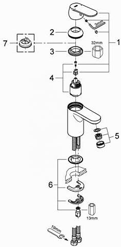 GROHE Cosmopolitan - Einhand-Waschtischarmatur (wassersparend, Einlochmontage, M-Size), chrom, 23327