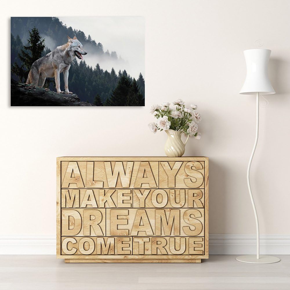 Feeby. Wandbilder - 1 Teilig- 70x100 cm - Bilder Kunstdrucke Deko Panel, WOLF, NATUR, GRAU, 70x100 c