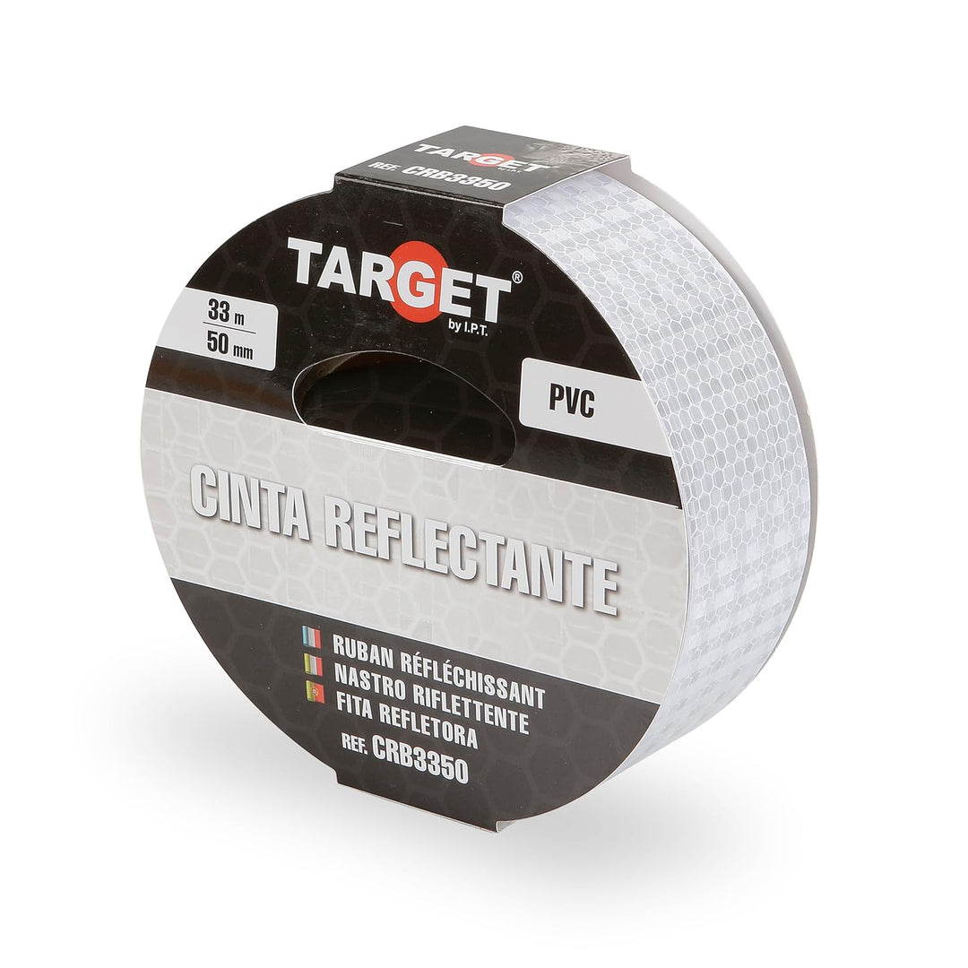 TARGET CRB3350 - Reflektierendes Band - Weiss 33 Meter x 50 Millimeter - Klebeband - Warnung - Besch