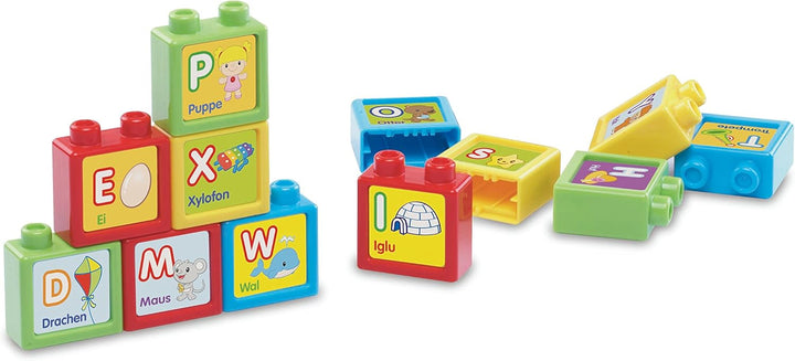 VTech Baby ABC-Eisenbahn – Rutschfahrzeug, Zieh- oder Laufwagen und Spielboard mit Zahlen, Buchstabe