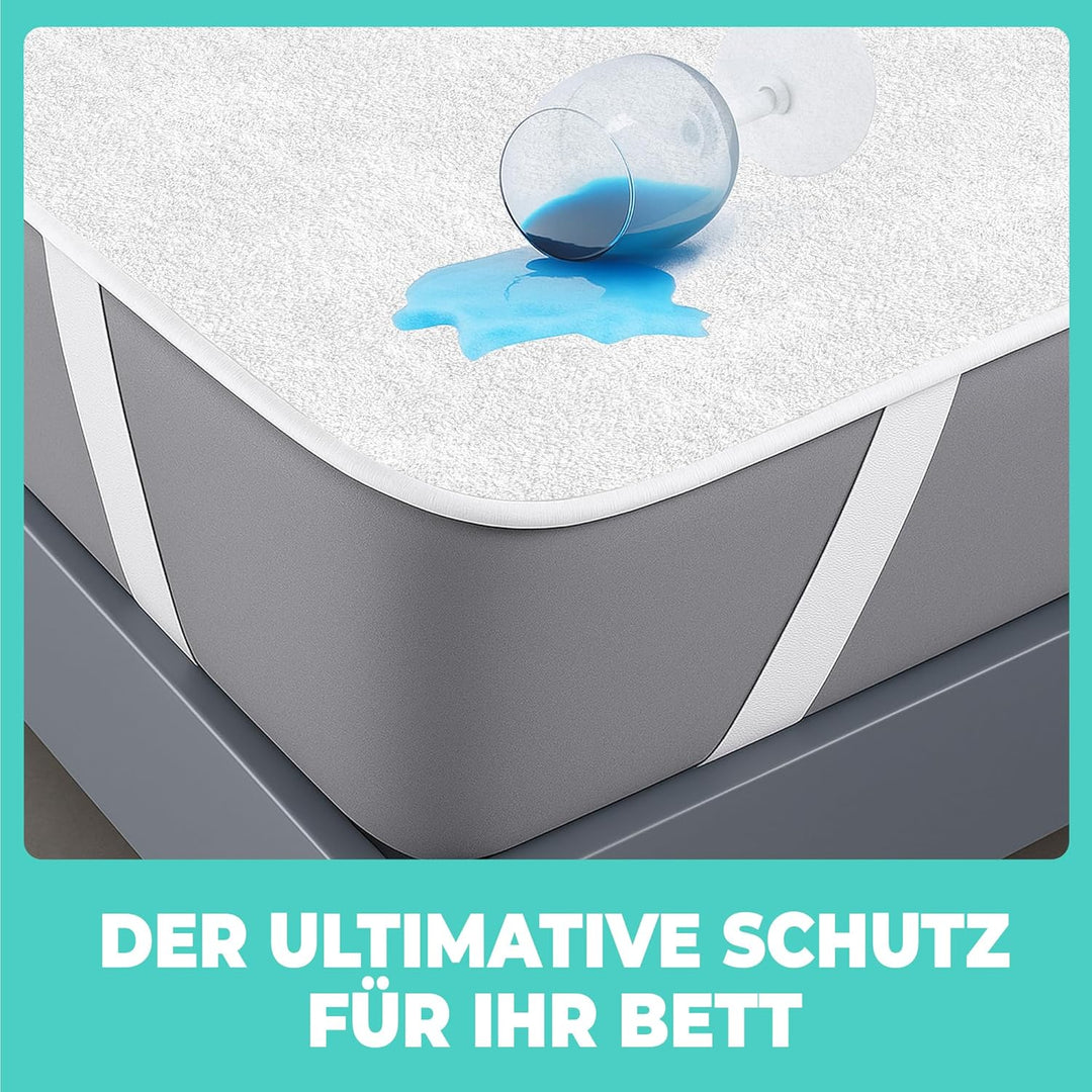 Matratzenschoner 90 x 200 cm Wasserdichte 2 Stk. Matratzenauflage aus Baumwolle Nässeschutz Inkontin