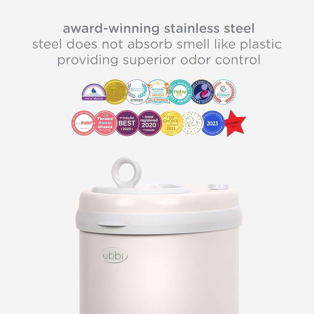 Ubbi Steel Diaper Pail, Odor Locking, No Special Bag Required, Award-Winning, Registry Must-Have, Iv