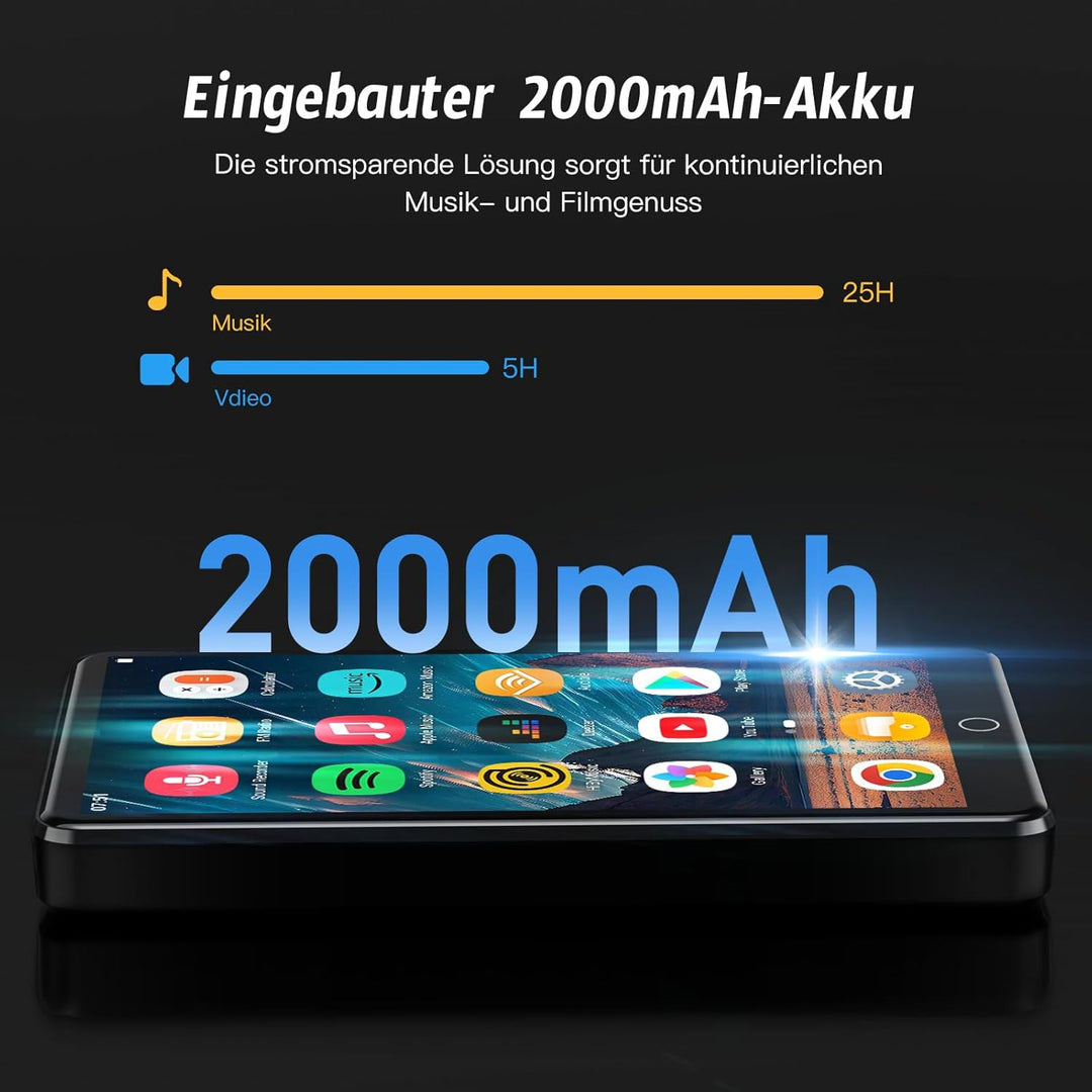 96GB MP3 Player mit Bluetooth und WiFi, 4.02 Zoll IPS HD MP4 Player mit Android 13 OS, Kinder-Musik-