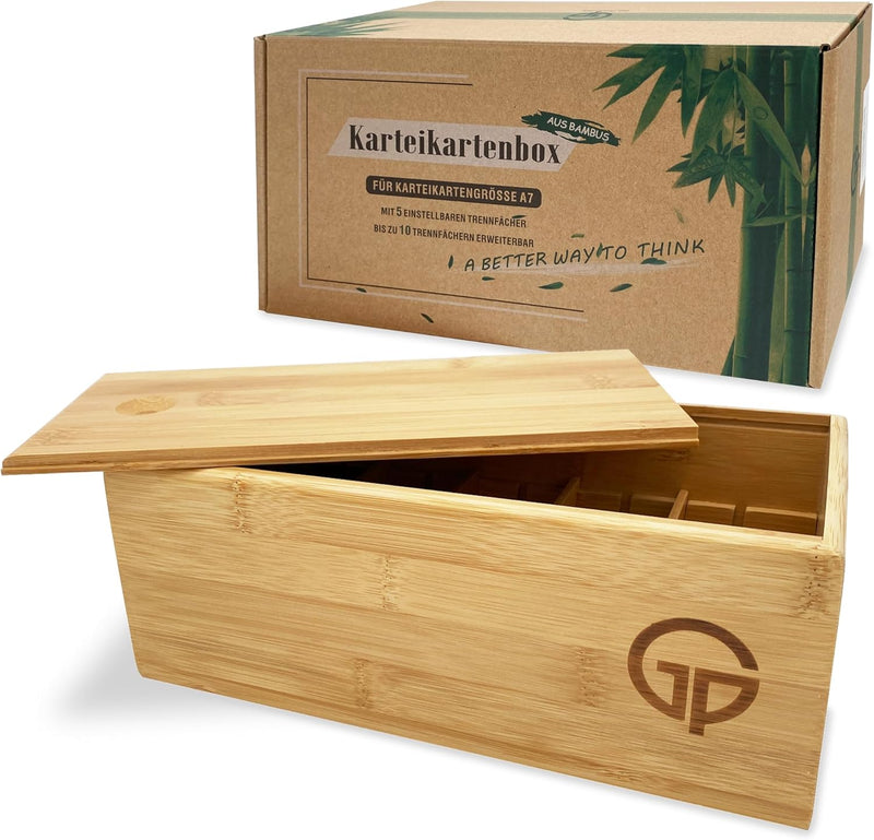 GP Get Productive Karteikasten für 1000 DIN A7 Karteikarten, inkl. 4 einstellbaren Trennbrettern der