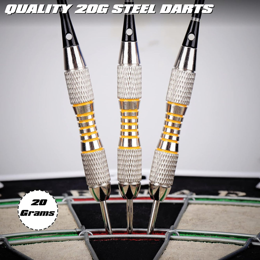 Dartscheibe Kork, 45CM Dart Scheibe, Dartscheibe Steeldart 6 Dartpfeile Metallspitze,Professionelle