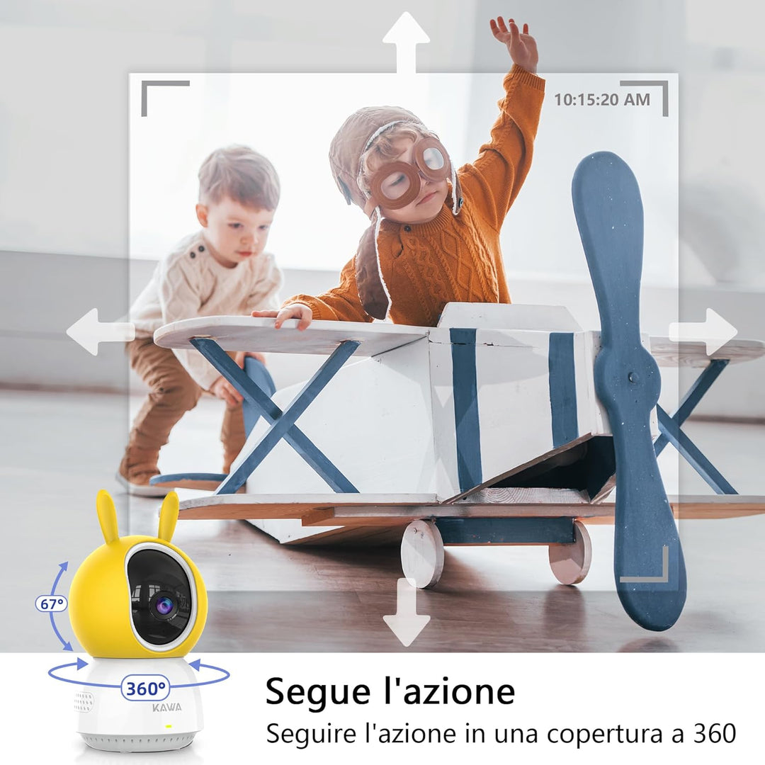 KAWA Babyphone, 2K Indoor Security Kamera, 2.4G WiFi 360 IP Kameras für Heimsicherheit, Haustierkame