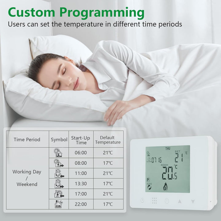 Wengart Batterie-Thermostat WG09BW für Gastherme & Kessel – Potentialfreier Schaltkontakt (COM/NO/NC
