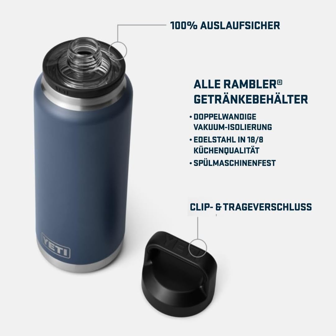 YETI Rambler Flasche Mit Chug-verschluss, Stainless Steel, 36oz (1065ml), Stainless Steel