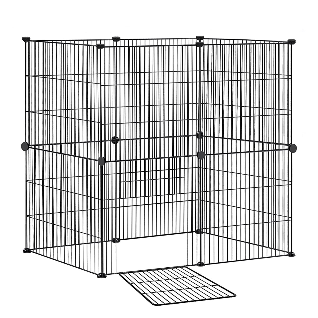 FIVMEN Freilaufgehege Kleintiergehege 142x72x36cm Freigehege Gittergehege 12-Platten Laufstallgitter