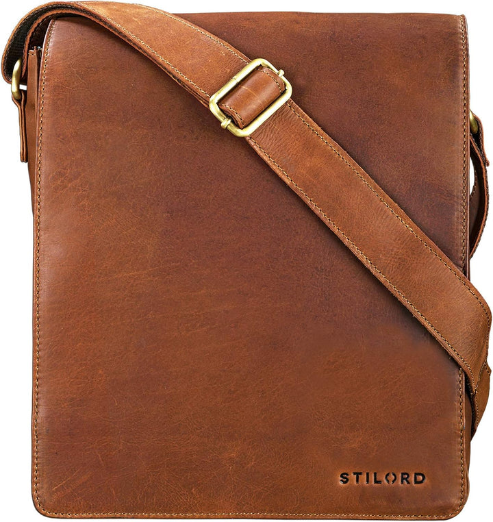 STILORD 'Lars' Vintage Umhängetasche Leder Herren für 13,3 Zoll Tablet MacBooks und iPad Schultertas