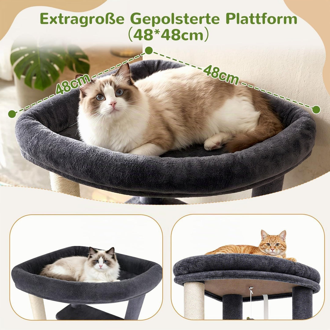 Globlazer Kratzbaum Stabil mit Extragross Loungebereich für 2/3 Katzen S56 | Katzenbaum 143cm Platz
