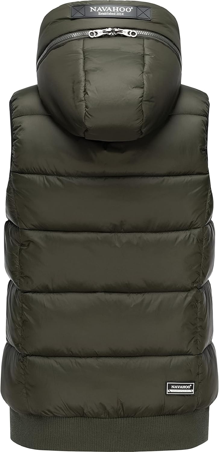 Navahoo Damen Steppweste leichte Outdoor-Weste Übergangsjacke mit Kapuze Kassidy XS-3XL XS Olive, XS