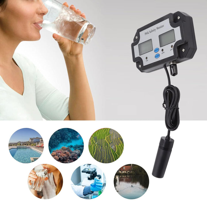 Topyond 2-in-1-Wasserqualitätstester,Wasserqualitätsmonitor Digitaler,PH Messgerät mit LCD,PH Monito