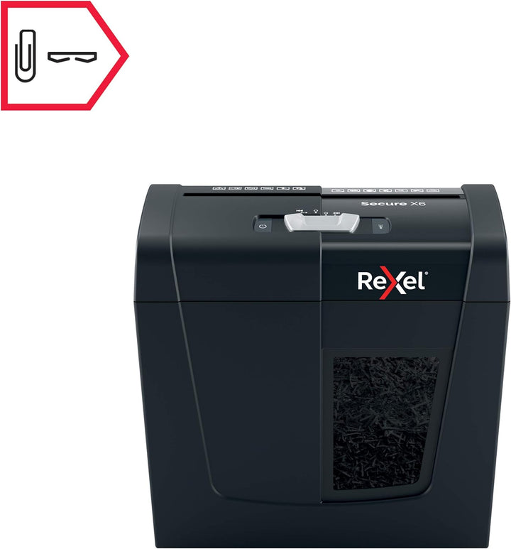 Rexel Aktenvernichter Secure X6, Partikelschnitt, 7-6 Blatt A4 (70-80 g/m²) Kapazität, Sicherheitsst