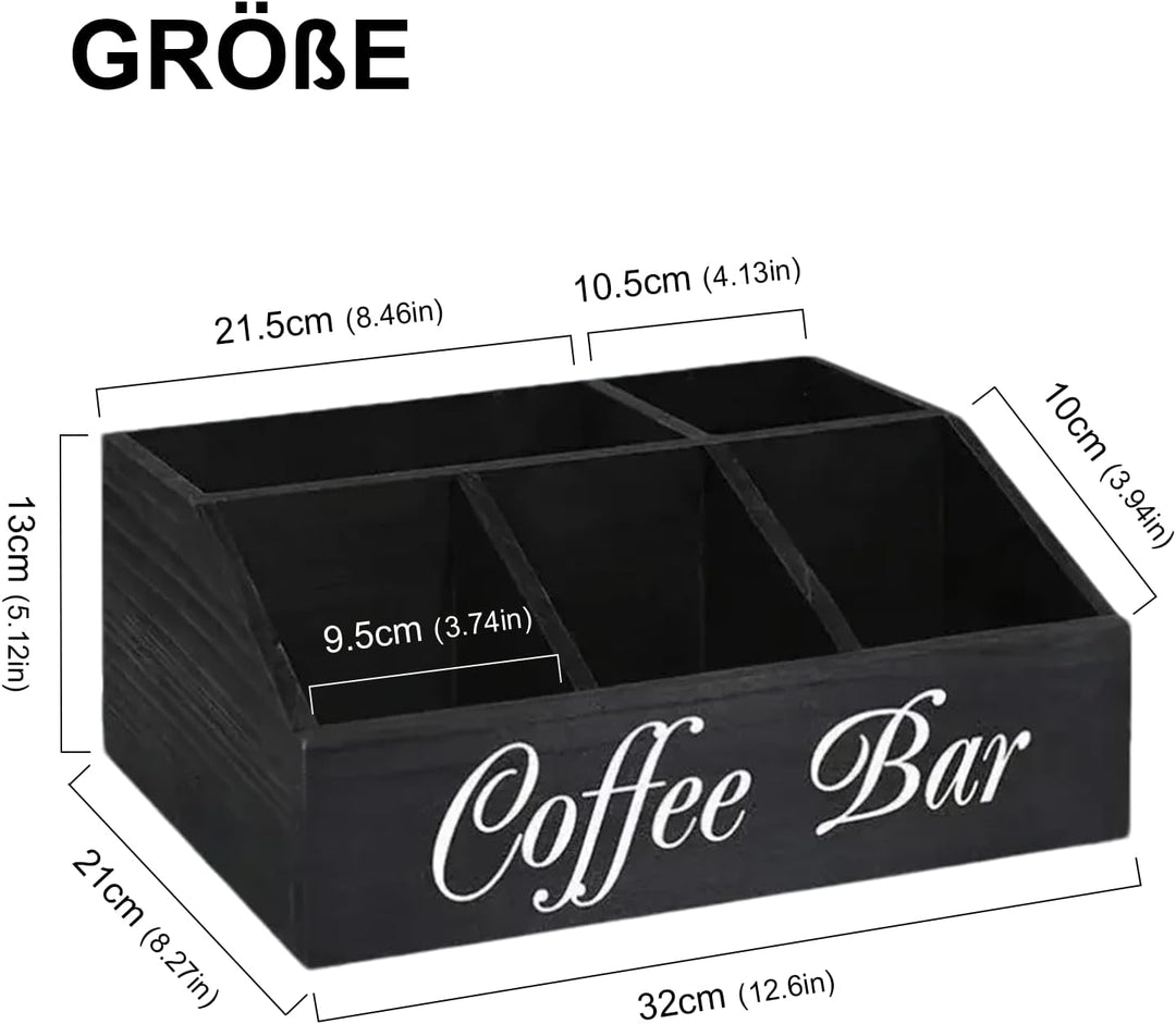 Kaffee Organizer aus Holz Tee Aufbewahrung Kaffeezubehör Kaffeestation Coffee Bar Büro Station Zubeh
