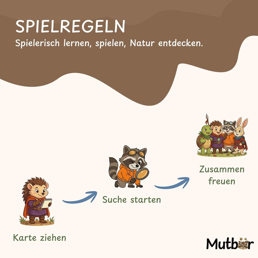 Entdeckerkarten Kinder – 50 Outdoor Suchspiel Karten Natur Entdecken – Ostergeschenk | Lernspiel & S