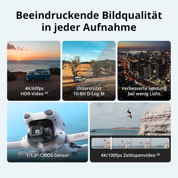 DJI Lito X1 Bundle, 4K Kameradrohne, Hinderniserkennung, ActiveTrack, 1/1,3-Zoll-Sensor, Geeignet, L
